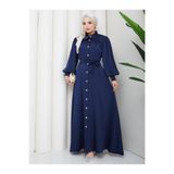 EFSUN MODA KADIN TAŞLİ DÜĞME DETAYLI PREMİUM JAKAR SATEN KUMAŞ TESETTÜR FARECE