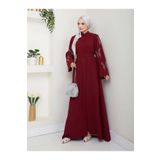 EFSUN MODA Taşli Abaya Tesettür Giyim Kadin Ferace Elbise Bordo