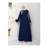EFSUN MODA Taşli Abaya Tesettür Giyim Kadin Ferace Elbise Lacivert