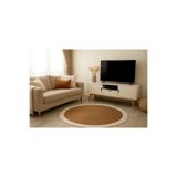 Efuliz Home Jüt-Hasır-Beyaz Renk,Salon,Oturma Odası,Antre,Hol,Mutfak, Yuvarlak - Çift Taraflı Halı Kilim Paspas.