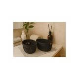 Efuliz Home Jüt Hasır Desenli 2 li Oval Sepet Düzenleyici Organizer Banyo Saklama Sepeti Ekmek Çeyizlik Sepeti
