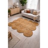 Efuliz Home Jüt-Hasır El Örgüsü Bambu(Hardal) Renk Halı-Kilim, Paspas,Maise-Dikdörtgen , Kare Model Kilim.
