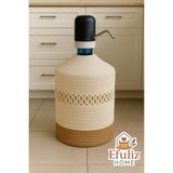Efuliz Home Jüt Hasır Görünümlü Damcana Kılıfı, Kıvrım Desenli, Şık ve Doğal Su Sebili Örtüsü.