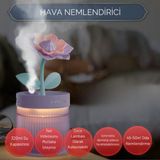 EG75 Çiçek Modelli Işıklı Hava Nemlendirici Buhar Makinesi Aroma Difüzörü - Mor