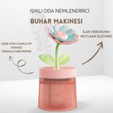 EG75 Çiçek Modelli Işıklı Hava Nemlendirici Buhar Makinesi Aroma Difüzörü - Pembe