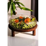 EG75 Rustik Model %100 El Yapımı Büyük Boy(24cm) Cam Salata,Meze ve Makarna Kasesi