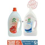 Ega Power Jel Beyaz Sıvı Yıkama Deterjanı 3900 ml + Amber Aktif Kapsül Teknolojili Yumuşatıcı 4100 ml - 7 lt