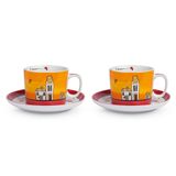Egan Italy Le Casette 2'li 340 ml Kırmızı Çay Fincanı Seti