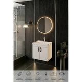 Ege 60 Cm Led Aynalı, 2 Kapaklı Banyo Dolabı Seti, Seramik Lavabo Dahil, Led'li Teşhir