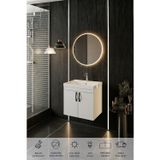 Ege 60 Cm Led Aynalı, 2 Kapaklı Banyo Dolabı Seti, Seramik Lavabo Dahil, Led'li