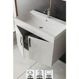 Ege 80 Cm Lavabolu Alt Banyo Dolabı, Kapaklı Banyo Alt Dolabı,seramik Lavabo Dahil