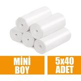 Ege Ayaz Ambalaj Çöp Torbası Mini Boy Küçük 40'lı 5 Rulo 40x50 cm Çöp Poşeti