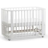 Ege Baby Beyaz Ahşap 4in1 Beşik + Junior - Katlanabilir, Tekerlekli, Montessori 70X110 cm