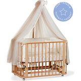 Ege Baby Vernikli Ahşap 4 in 1 Beşik + Junior (BL) 70 x 110 - anneyanı, karyola, oyun parkı, montessori + junior yatak