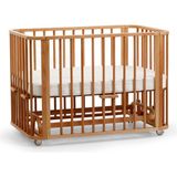 Ege Baby Vernikli Ahşap 4in1 Beşik + Junior - Anne Yanı, Karyola, Oyun Parkı, Montessori +Juniory 70X110 cm