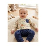 Ege Bebek %100 Pamuk 0-3-6-9-12 Aylık Erkek Bebek Fitilli Baskılı İnce Mevsimlik 2'li Alt Üst Bebek Takım