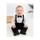 Ege Bebek Erkek Bebek Papyonlu Gömlekli Keten Pantalonlu Askılıklı Bayramlık Alt Üst Bebek Takımı