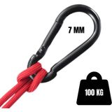 Ege Çelik Halat Siyah Karabina, Kamp, Hamak ve Outdoor Yaylı Kanca Dağcılık Kamp Malzemeleri Salıncak Anahtar Askı - 7 mm