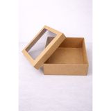 Ege Concept Life Asetat Kapaklı Kraft Cheesecake Kutusu 30x30x10 cm | Taşıma ve Paketleme – Pastane & (3'lü Paket)