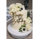 Ege Concept Life Gümüş Ayna Pleksi Happy Birthday Yazılı Pasta Hediye Süsü Kod 13 - Doğum Günü, Parti, Kutlama Dekoru