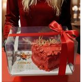 Ege Concept Life Sevgililer Gününe Özel Şeffaf Pasta Kutusu 35X26X17/ Takvim Baskılı Pasta Altlığı/ Şubat Pleksi ve Love Pleksi 4 Lü Set