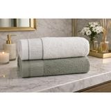 Ege Cotton Lüks Pamuk Bambu Karışımlı Banyo Havlusu 2 Adet 100 x 150 – Yüksek Emicilik, Ultra Yumuşak Dokulu Premium Kalite - 100 x 150 cm - Yeşil - Beyaz