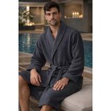 Ege Cotton Pike Bornoz %100 Pamuk Waffle Dokulu – Hafif, Hızlı Kuruyan, Cepli Kemerli, Otel & Spa Bornoz - Gri