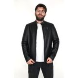 Ege Deri %100 Hakiki Kuzu Derisi Siyah Erkek Mont - XL