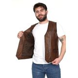 EGE DERİ%100 HAKİKİ KUZU DERİSİ KARARTMALI TABA ERKEK YELEK (L)