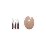 Ege Fotokopi & Kırtasiye 5li Metal Spatula Ve 30x40 Cm Oval Ahşap Palet Resim Seti
