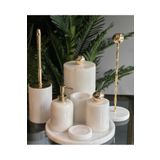 ege gross CANİSA- GOLD TOP DETAYLI - BEYAZ MERMER BANYO SETİ - 8 PARÇA