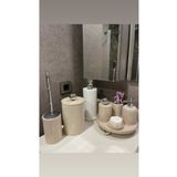ege gross DEKORATİF DOĞAL BEJ MERMER AKSESUAR DETAYLI 8Lİ MERMER BANYO SETİ /MERMER BANYO TAKIMI