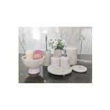 ege gross VERONİCA WHİTE SİLVER - DOĞAL BEYAZ MERMER BANYO SETİ | 9 PARÇA |SİLVER| MERMER VAZO |KASE HAVLULUK
