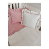 Ege HOME Decoration&Accessories Ege Home deluxe %100 pamuklu fırfırlı bebek pike takımı koyu pudra