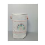 Ege HOME Decoration&Accessories Ege Home Gökkuşağı Nakışlı Bebek Çocuk Oyuncak Kirli Çamaşır Sepeti Pudra