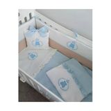 Ege Home Deluxe 4 Parça Ayıcık Nakışlı Fırfırlı Bebek Nevresim Takımı Mavi