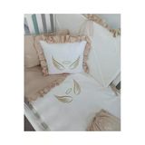 Ege Home Deluxe 4 parça melek kanadı nakışlı fırfırlı bebek nevresim takımı bej