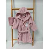 Ege Home Nakışlı Bebek Çocuk Bornoz Pamuklu - Açık Pembe - 1 - 2 Yaş