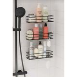 EGE HOME STORE Ömür boyu paslanmaz 3 adet banyo duş rafı duş şanpuanlık duvar düzenleyici organizer siyah