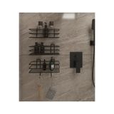 EGE HOME STORE Ömür boyu paslanmaz 3 Adet banyo rafı duş şanpuanlık duvar düzenleyici organizer siyah