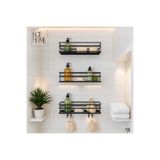 EGE HOME STORE Ömür boyu paslanmaz 3 adet siyah mat banyo düzenleyici raf organizer