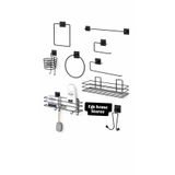 EGE HOME STORE Paslanmaz super 9'lu set siyah fön askısı havluluk wc/tuvalet rulo havluluk banyo düzenleyici