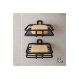 EGE HOME STORE Yapışkanlı 2 li set sabunluk banyo mutfak lavabo metal katı sabunluk siyah