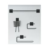 EGE HOME STORE Yapışkanlı dörtlü siyah fön makinesi askısı havlu askısı WC tuvalet kağıtlık rulo havluluk banyo set
