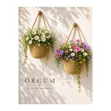 EGE ÖRGÜM Saksılık Mini Dekoratif Sepet 2'li Mini Çiçeklik 12x10 Cm(BİTKİLER VE AHŞAP ASKILAR DAHİL DEĞİLDİR)