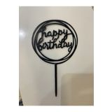 Ege Pastacılık Pasta süsü happy birthday siyah pleksi kürdan