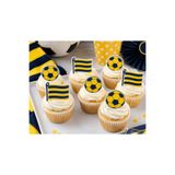 Ege Pastacılık Yenilebilir Kağıt Sarı Lacivert Futbol Temalı Cupcake Süsü 20’li – Futbol Topu ve Forma Pasta Dekoru