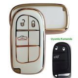 Egea Cross 500 Jeep Dodge Chrysler Uyumlu Smart Kumanda Anahtar Kılıfı Oto Anahtarlık Beyaz Gold