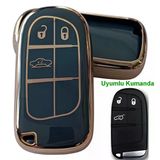 Egea Cross 500 Jeep Dodge Chrysler Uyumlu Smart Kumanda Anahtar Kılıfı Oto Anahtarlık Turkuaz Gold