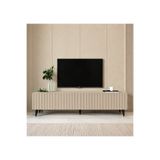 EGEALP MOBİLYA 160 cm TV Ünitesi Çizgili Kapaklı MDF AGT Kum Taşı Renk Modern Televizyon Sehpası Ayaklı TV Dolabı